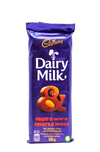 Imagen de CHOCOLATE CADBURY DAIRY MILK FRUIT & NUT EN BARRA 100.00 G