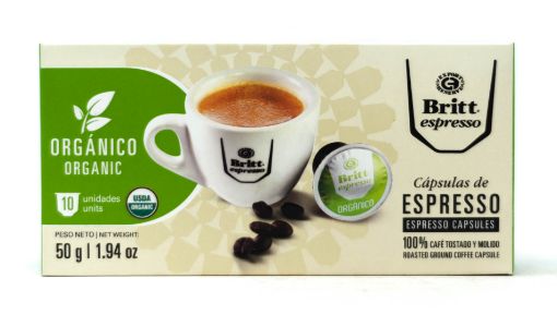 Imagen de CÁPSULAS CAFÉ BRITT ESPRESSO ORGÁNICO CAJA 50 G 10 UND 