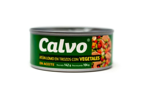 Imagen de ATÚN CALVO LOMO EN TROZOS CON VEGETALES EN ACEITE 104 G