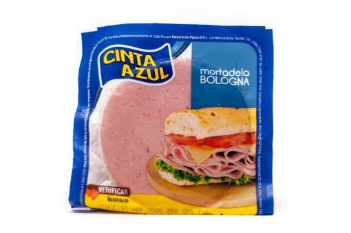 Imagen de MORTADELA CINTA AZUL BOLOGNA DE CERDO 250 G