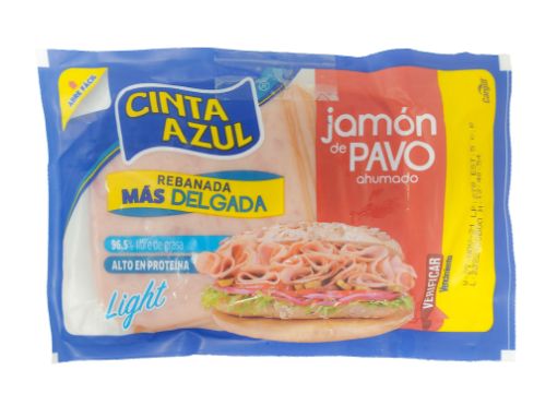 Imagen de JAMON CINTA AZUL DE PAVO AHUMADO MAS DELGADA  350,00 g 