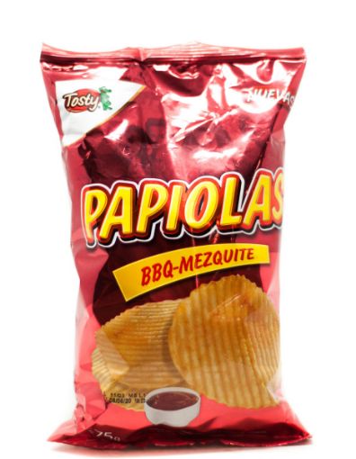 Imagen de PAPAS TOSTADAS TOSTY PAPIOLAS BBQ MEZQUITE 75 G 1X42