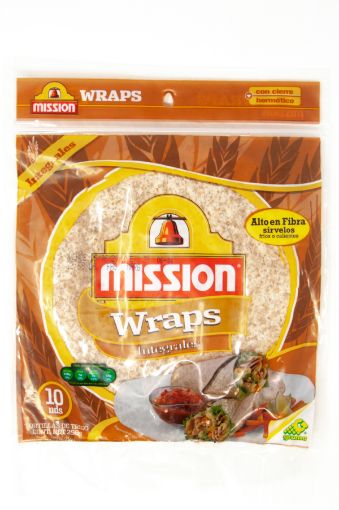 Imagen de TORTILLAS MISSION WRAPS INTEGRALES DE HARINA DE TRIGO 10 UND 250.00 G