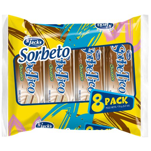 Imagen de SORBETO SORBE TICO JACK'S SABOR A CHOCOLATE 8 PACK  176.00 G