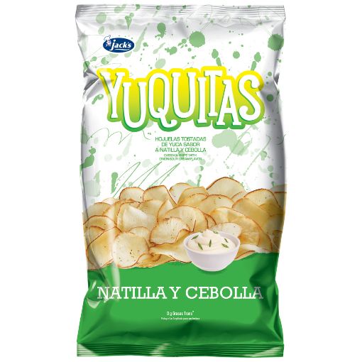 Imagen de HOJUELAS TOSTADAS DE YUCA  JACK'S YUQUITAS SABOR A NATILLA Y CEBOLLA 120.00 G