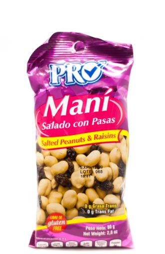 Imagen de MANI PRO SALADO CON PASAS 80 G