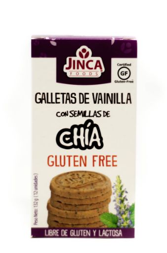 Imagen de GALLETAS JINCA FOODS DE VAINILLA CON SEMILLAS DE CHIA SIN GLUTEN 12 UND 130 g 