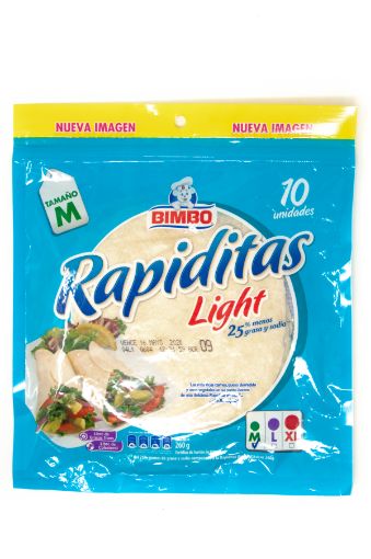 Imagen de TORTILLAS BIMBO RAPIDITAS LIGHT DE HARINA DE TRIGO 10 UND 250 G