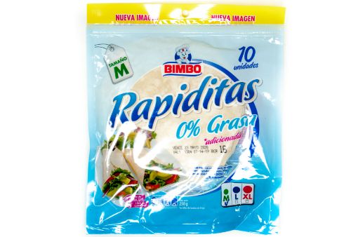 Imagen de TORTILLAS BIMBO RAPIDITAS 0% GRASA DE HARINA DE TRIGO 10 UND 250 G