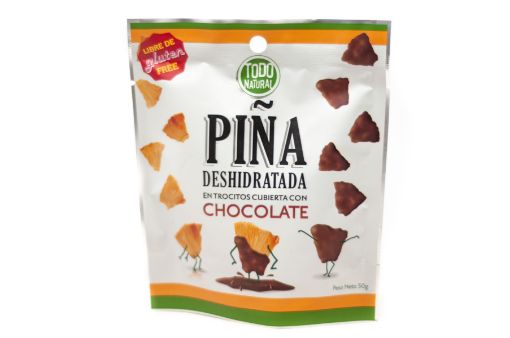 Imagen de PIÑA TODO NATURAL DESHIDRATADA EN TROCITOS CON CHOCOLATE 50 G