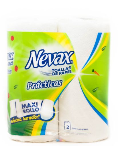 Imagen de TOALLAS DE COCINA NEVAX PRACTICAS MAXI ROLLO 200 HOJAS DOBLES 2 UND 