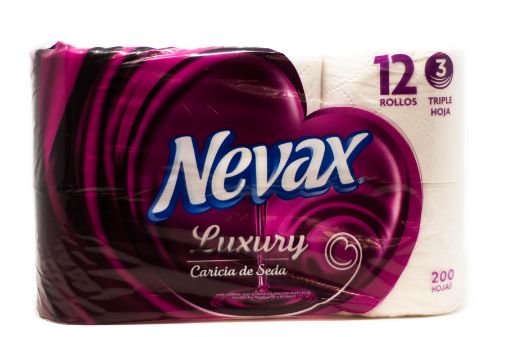 Imagen de PAPEL HIGIENICO NEVAX LUXURY CARICIA DE SEDA TRIPLE HOJA 12 UND