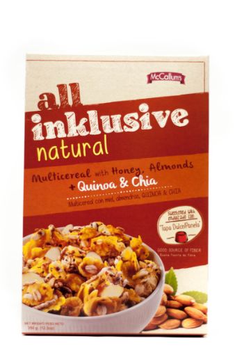 Imagen de CEREAL MULTICEREAL MCCALLUMS ALL INKLUSIVE NATURAL MULTICEREAL CON MIEL Y ALMENDRAS + QUINOA Y CHIA CAJA 350 G