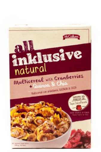 Imagen de CEREAL MULTICEREAL MCCALLUMS ALL INKLUSIVE NATURAL MULTICEREAL CON ARANDANO + QUINOA Y CHIA CAJA 350 G