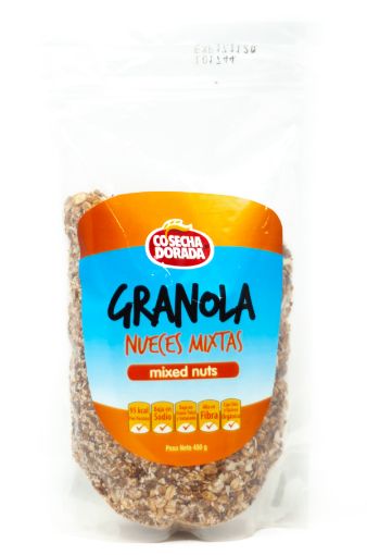 Imagen de GRANOLA COSECHA DORADA CON NUECES MIXTAS DOYPACK 450 G