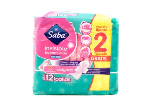 Imagen de TOALLAS FEMENINAS SABA INVISIBLE 12 und 