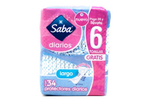 Imagen de PROTECTORES FEMENINOS DIARIOS SABA LARGO 28 UND