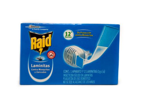 Imagen de REPELENTE RAID DE INSECTOS LAMINITAS 12 UND + APARATO