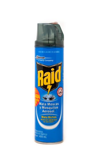 Imagen de INSECTICIDA RAID MATA MOSCAS Y MOSQUITOS MATA BICHOS EN AEROSOL 400 ML