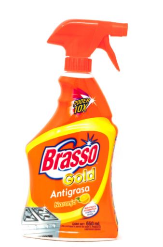 Imagen de LIMPIADOR BRASSO GOLD ANTIGRASA NARANJA 650 ml 