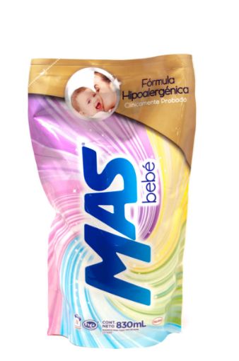 Imagen de DETERGENTE MAS COLOR BEBE LIQUIDO FORMULA HIPOALERGENICA 830 ml 