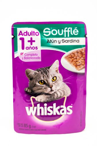 Imagen de ALIMENTO PARA GATO WHISKAS SOUFFLE ATUN Y SARDINA 1+AÑOS 85,00 g 