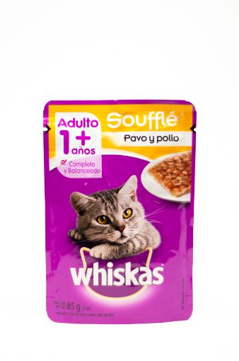 Imagen de ALIMENTO PARA GATO WHISKAS SOUFFLE PAVO Y POLLO 1+ AÑOS 85,00 g 