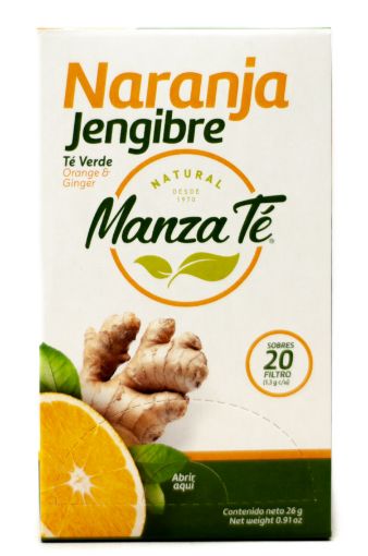 Imagen de TÉ VERDE CON NARANJA & JENGIBRE MANZATÉ 20 UND 26 G