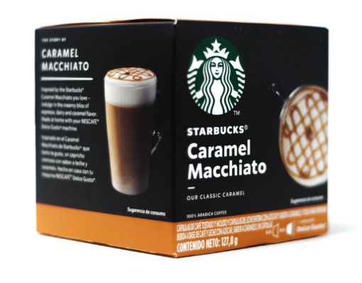 Imagen de CÁPSULAS DE CAFÉ STARBUCKS CARAMELO MACCHIATO TOSTADO MOLIDO Y LECHE  128.00 G