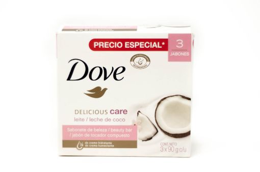 Imagen de JABON DE TOCADOR  DOVE DELICIUS CARE LECHE COCO 3 UND 270 g 