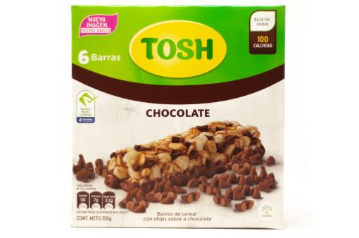 Imagen de BARRA DE CEREAL TOSH CON CHIPS SABOR CHOCOLATE 6 UND 138 G