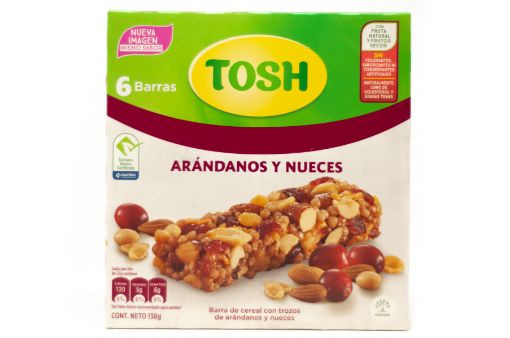 Imagen de BARRA DE CEREAL TOSH CON TROZOS DE ARANDANOS Y NUECES 6 UND 