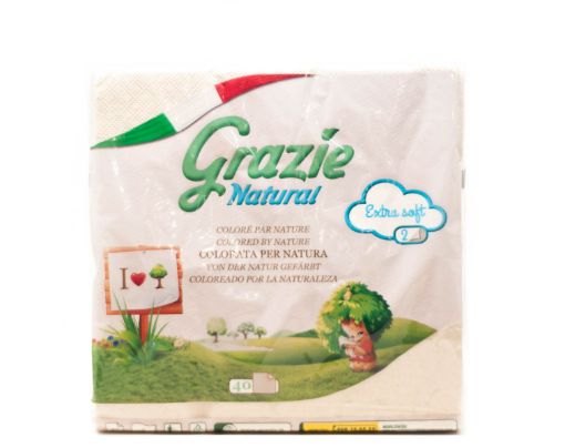 Imagen de SERVILLETA GRAZIE NATURAL EXTRA SOFT DOBLE HOJA 40 UND