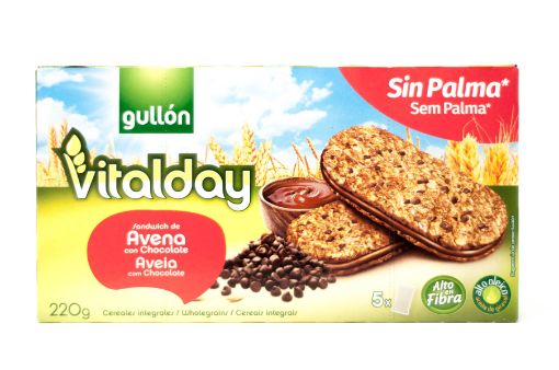 Imagen de GALLETA GULLON SANDWICH DE AVELLANA CON AVENA Y CHIPS CHOCOLATE 220 G