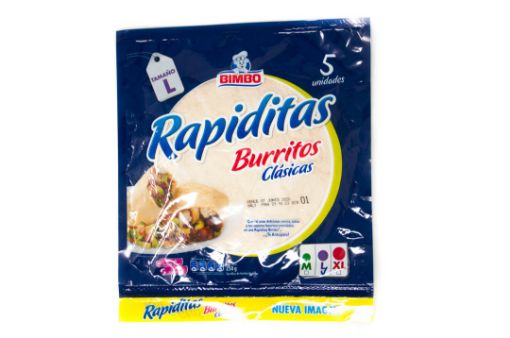 Imagen de TORTILLAS BIMBO RAPIDITAS BURRITOS CLÁSICAS DE HARINA DE TRIGO 5 UND 250 G