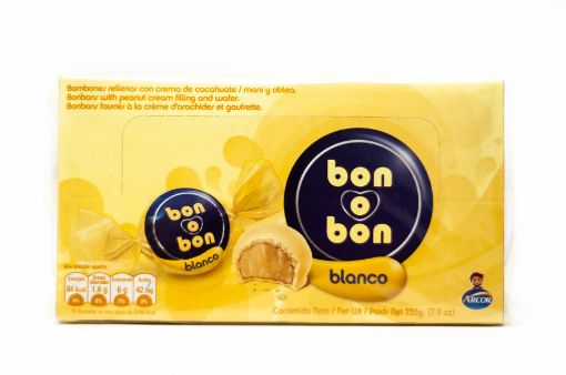 Imagen de CHOCOLATE ARCOR BON O BON BOMBÓN RELLENO CUBIERTO DE CHOCOLATE BLANCO 225.00 G