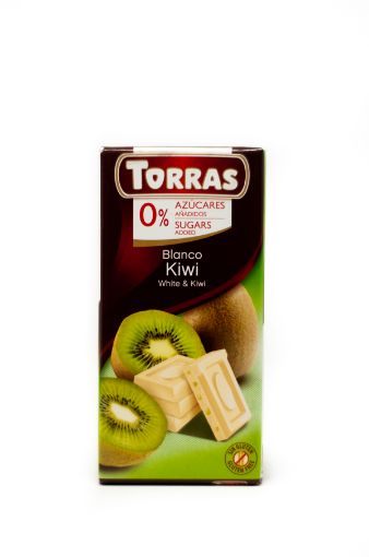 Imagen de CHOCOLATE TORRAS BLANCO CON KIWI SIN AZÚCAR 75 G