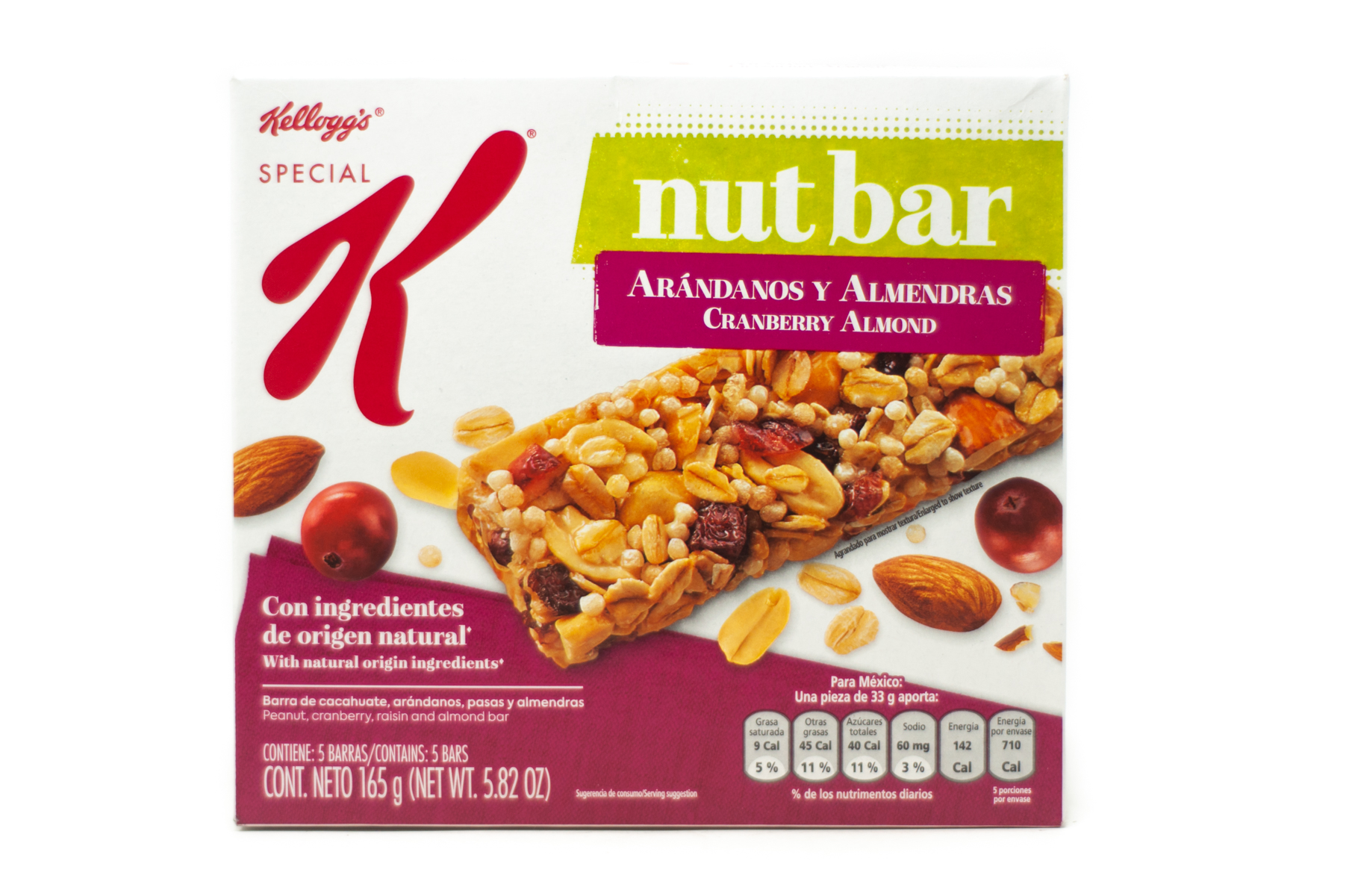 BARRA DE SEMILLAS KELLOGGS SPECIAL K NUT BAR ARANDANO Y ALMENDRA 5 UND 165 g Palmares