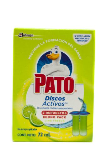 Imagen de LIMPIADOR PATO DE SANITARIO EN GEL DISCOS ACTIVOS AROMA LIMA FRESCA 12 UND 72.00 ML