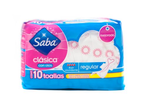 Imagen de TOALLAS FEMENINAS SABA CLASICA CON ALAS 10 UND