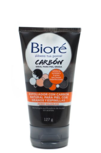 Imagen de EXFOLIADOR BIORÉ CON CARBÓN NATURAL PARA PIEL CON GRANOS Y ESPINILL 127 ML