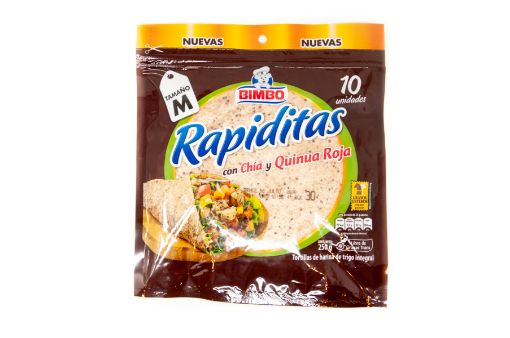 Imagen de TORTILLAS BIMBO RAPIDITAS CON CHÍA & QUINUA ROJA DE HARINA DE TRIGO 10 UND 250 G