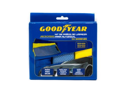 Imagen de SET GOODYEAR DE PAÑOS DE MICROFIBRA PARA LIMPIEZA DE AUTOS 3 UND