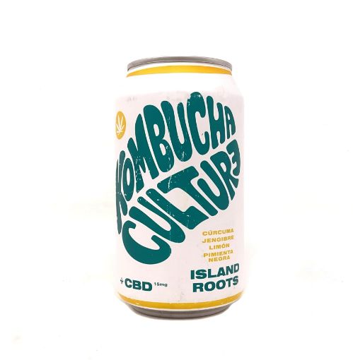 Imagen de BEBIDA NATURAL KOMBUCHA CULTURE ISLAND ROOTS + CBD 15 MG SABOR CURCUMA JENGIBRE LIMON Y PIMIENTA NEGRA 355 ml 