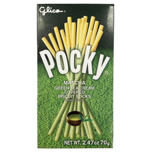 Imagen de BISCUITS STICKS GLICO POCKY CUBIERTOS DE CREMA SABOR TE VERDE 70 g 