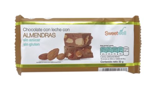 Imagen de CHOCOLATE SWEETWELL CON LECHE & ALMENDRAS SIN GLUTEN Y AZÚCAR 32 G