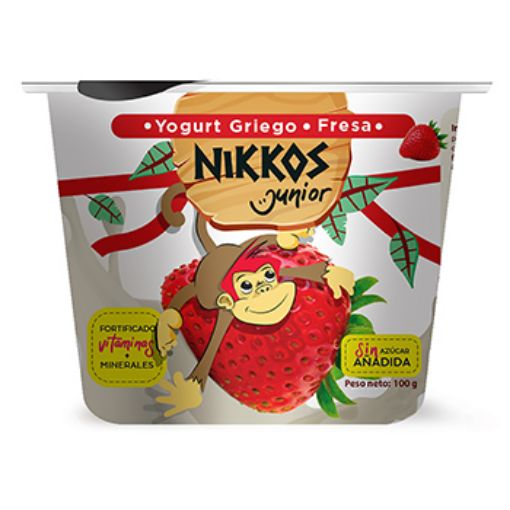 Imagen de YOGURT GRIEGO NIKKOS JUNIOR DESCREMADO SABOR FRESA  100 g 