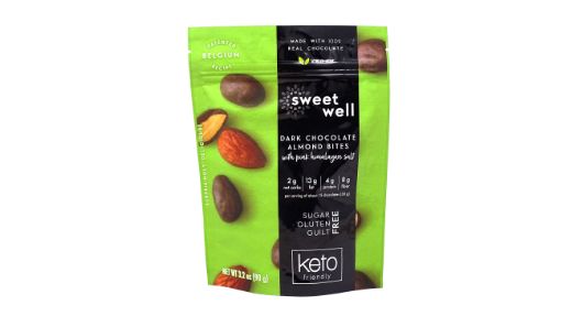 Imagen de CHOCOLATE SWEETWELL KETO CON ALMENDRAS-CHOCOLATE NEGRO Y SAL ROSA DEL 90 G