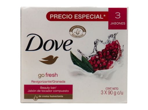 Imagen de JABON DE TOCADOR DOVE REVIGORIZANTE GRANADA PRECIO ESPECIAL 3 UND 270 G