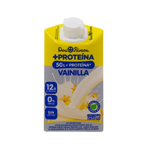 Imagen de LECHE DESLACTOSADA DESCREMADA DOS PINOS +PROTEÍNA 50% + PROTEÍNA VAINILLA 250 ML